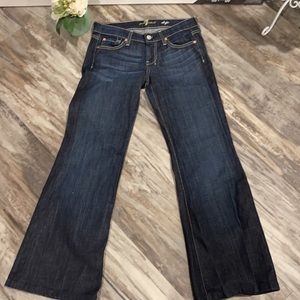 7For all Mankind Dojo White Stitch Flare Jeans 25